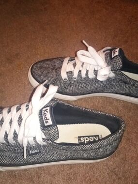 Keds Grey Knit Lace-Up Sneakers